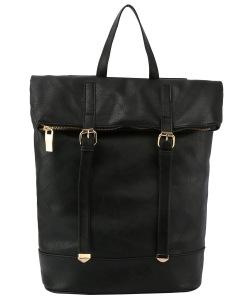 Fashion Buckle Flap Backpack GLM003 BLACK